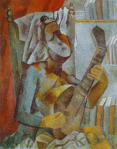 Pablo Picasso femme jouant de la mandoline, 1909